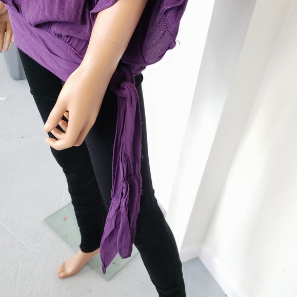 SOPHIE MAX❤Rayon Stitched Long Side Tie Blouse LG - Picture 4 of 6